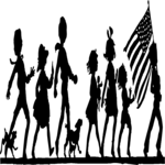 Silhouettes, Kids Marching