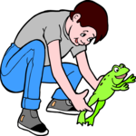 Boy & Frog 1 Clip Art