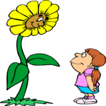 Girl with Flower Clip Art