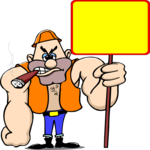 Worker with Sign
