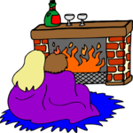 Couple by Fireplace