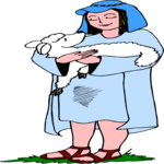 Woman & Lamb 1 Clip Art