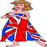 British Woman & Flag Clip Art