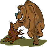 Bear Lifting Stump
