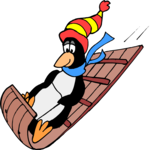 Penguin Sledding Clip Art