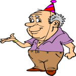 Old Man in Party Hat Clip Art