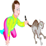 Baby Playing with Cat Clip Art