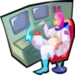 Astronaut at Console 1 Clip Art