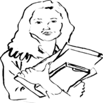 Woman Holding Books Clip Art
