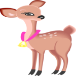 Fawn with Bell Clip Art