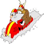 Santa Bobsledding Clip Art