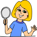 Girl with Mirror Clip Art