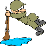 Soldier Clearing Puddle