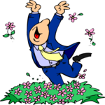 Jumping in Flowers Clip Art