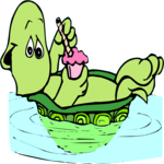 Turtle Sipping Drink Clip Art