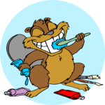 Beaver Brushing Teeth Clip Art