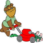 Mowing Lawn - Bear