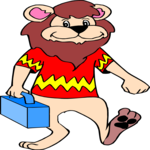 Lion with Lunchbox Clip Art