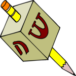 Dreidl with Pencil Clip Art