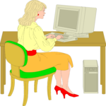 Woman at Computer 06 Clip Art