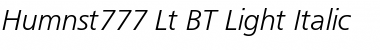 Humnst777 Lt BT Light Italic Font