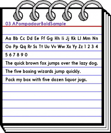 A Pompadour Bold Sample Regular animated font preview