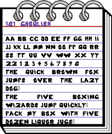 101! Ghoulish Regular animated font preview 101! Ghoulish Regular animated font preview