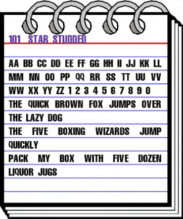 101! StaR StuDDeD Regular animated font preview