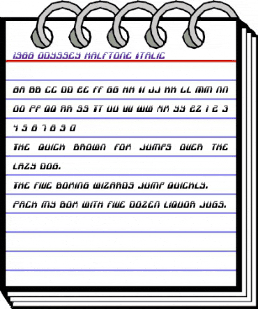 1968 Odyssey Halftone Italic Italic animated font preview 1968 Odyssey Halftone Italic Italic animated font preview