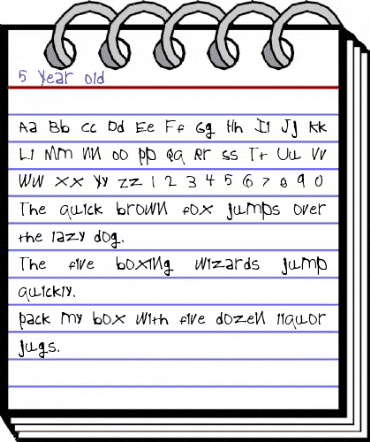 5 Year Old Regular animated font preview