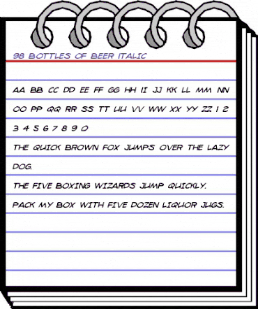 98 Bottles of Beer Italic Italic animated font preview