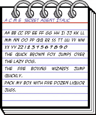 A.C.M.E. Secret Agent Italic animated font preview A.C.M.E. Secret Agent Italic animated font preview