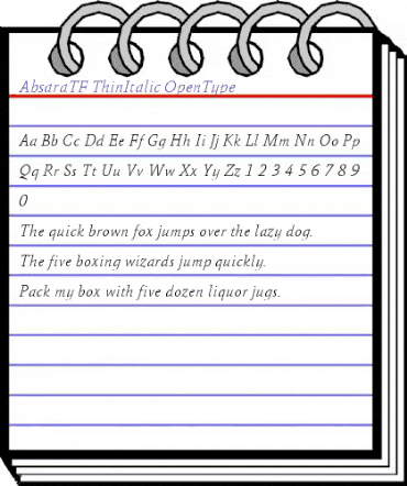 Absara TF Thin Italic animated font preview