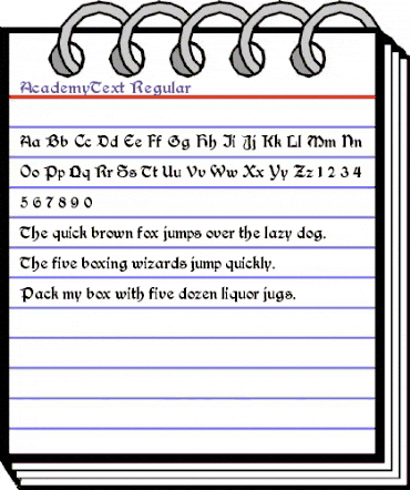 AcademyText Regular animated font preview