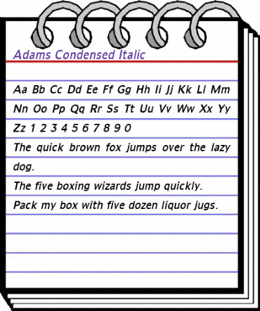 Adams Condensed Italic animated font preview Adams Condensed Italic animated font preview