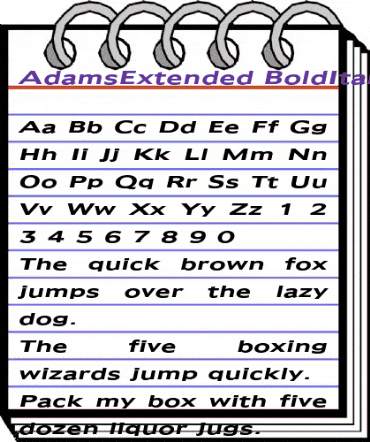 AdamsExtended BoldItalic animated font preview