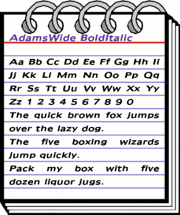 AdamsWide BoldItalic animated font preview