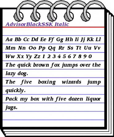 AdvisorBlackSSK Italic animated font preview