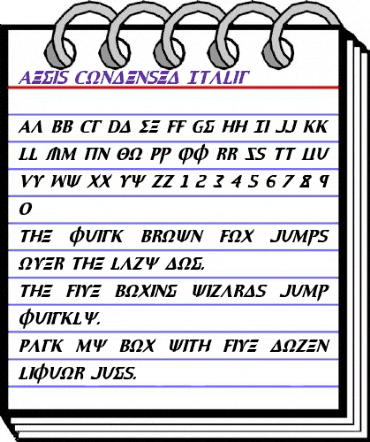 Aegis Condensed Italic Condensed Italic animated font preview