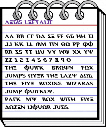 Aegis Leftalic Italic animated font preview