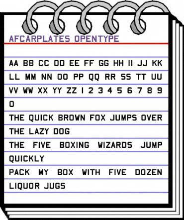 AFCarplates Regular animated font preview AFCarplates Regular animated font preview