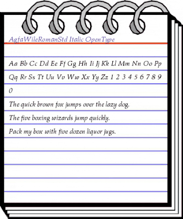 Agfa Wile Roman Std Italic animated font preview Agfa Wile Roman Std Italic animated font preview