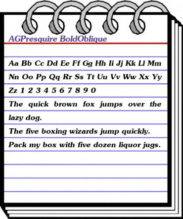 AGPresquire BoldOblique animated font preview