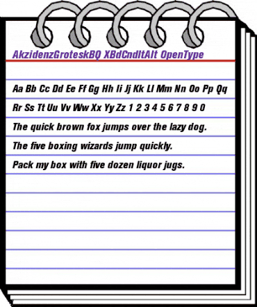 Akzidenz-Grotesk BQ Extra Bold Condensed Italic Alt animated font preview