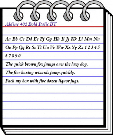 Aldine401 BT Bold Italic animated font preview