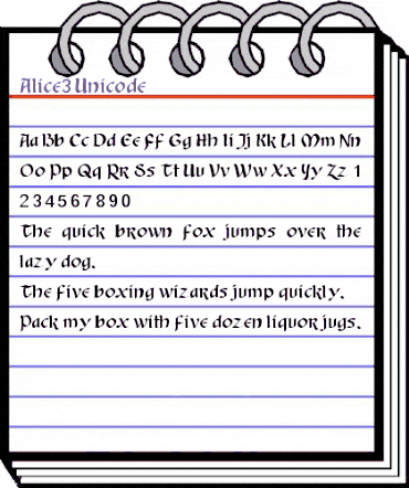 Alice3 Unicode Regular animated font preview