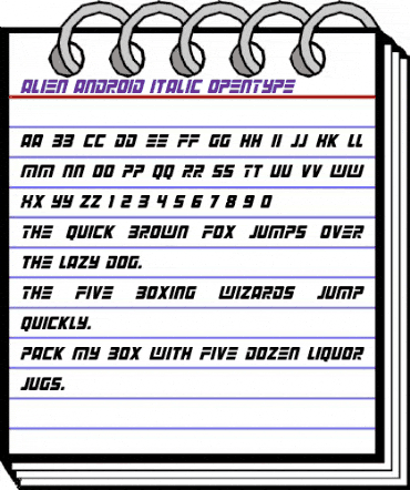 Alien Android Italic animated font preview Alien Android Italic animated font preview