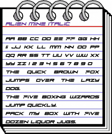 Alien Mine Italic animated font preview Alien Mine Italic animated font preview