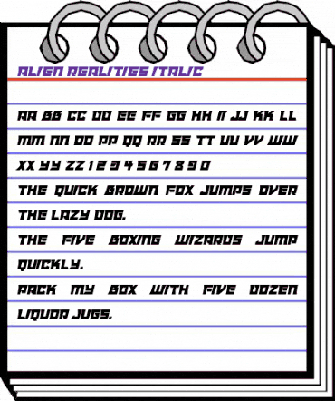 Alien Realities Italic animated font preview