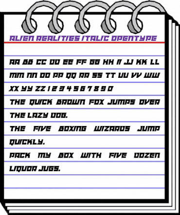 Alien Realities Italic animated font preview Alien Realities Italic animated font preview